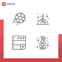 4 iconos creativos signos y símbolos modernos de la base de datos de la base de datos de la ciencia del fútbol elementos de diseño vectorial editables vector