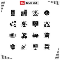 Pack of 16 Modern Solid Glyphs Signs and Symbols for Web Print Media such as link energy scan eletrical ampere Editable Vector Design Elements