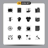 Set of 16 Modern UI Icons Symbols Signs for communication telephone protection message grow Editable Vector Design Elements