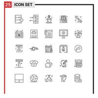 paquete de iconos vectoriales de stock de 25 signos y símbolos de línea para elementos de diseño vectorial editables de hobby de ciudad de conversación posterior a la guía vector