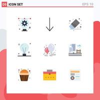 Modern Set of 9 Flat Colors and symbols such as birthday idea remove electric concept Editable Vector Design Elements