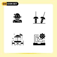 Set of 4 Commercial Solid Glyphs pack for robo advisor water algorithm sabre c Editable Vector Design Elements