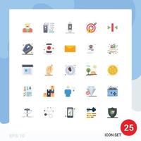 25 User Interface Flat Color Pack of modern Signs and Symbols of target money information geyser hot Editable Vector Design Elements