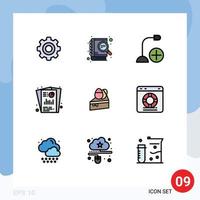 Mobile Interface Filledline Flat Color Set of 9 Pictograms of seo report seo add report hardware Editable Vector Design Elements