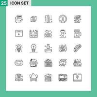 Set of 25 Modern UI Icons Symbols Signs for navigation hamburger disease circle increase Editable Vector Design Elements