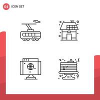 Editable Vector Line Pack of 4 Simple Filledline Flat Colors of clever computer transport house network Editable Vector Design Elements