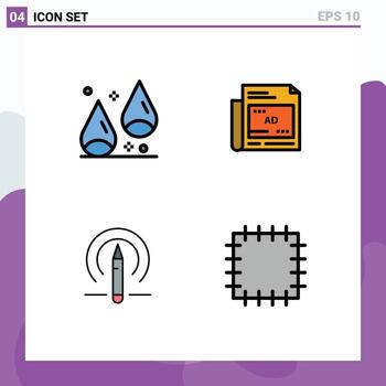 4 Filledline Flat Color concept for Websites Mobile and Apps autumn pencil thanksgiving paper tools Editable Vector Design Elements