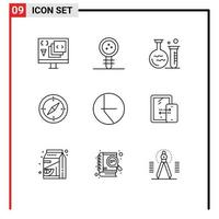 Set of 9 Commercial Outlines pack for gps direction laboratory navigation lab Editable Vector Design Elements