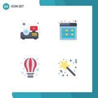 Modern Set of 4 Flat Icons and symbols such as beamer balloon buy purchase hot air Editable Vector Design Elements