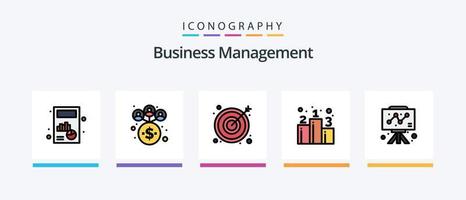 Business Management Line Filled 5 Icon Pack Including setting. business. board. business report. business. Creative Icons Design vector