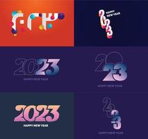 gran conjunto de 2023 feliz año nuevo diseño de texto de logotipo plantilla de diseño de número 2023 vector