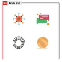 Modern Set of 4 Flat Icons Pictograph of dollar shape seeding conversation football Editable Vector Design Elements