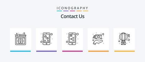 Contact Us Line 5 Icon Pack Including book. store. telephone. shop. smart phone. Creative Icons Design vector