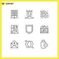 9 Creative Icons Modern Signs and Symbols of protection kill success gunman dioxide Editable Vector Design Elements