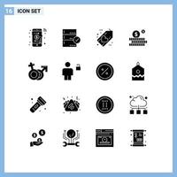 16 Creative Icons Modern Signs and Symbols of venus money black investment love Editable Vector Design Elements