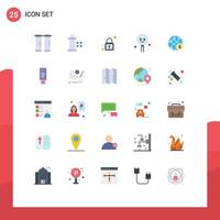 Universal Icon Symbols Group of 25 Modern Flat Colors of globe search lock programming develop Editable Vector Design Elements