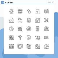 Universal Icon Symbols Group of 25 Modern Lines of cash drop digital bottle pinch Editable Vector Design Elements