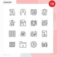 Set of 16 Commercial Outlines pack for diet dating male app new Editable Vector Design Elements