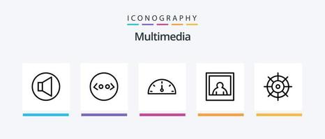 paquete de iconos de línea multimedia 5 que incluye . velocidad. brillo. diseño de iconos creativos vector