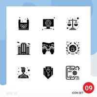 Set of 9 Modern UI Icons Symbols Signs for type city balance work office Editable Vector Design Elements