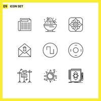 9 Universal Outline Signs Symbols of cosmos square flower sound message Editable Vector Design Elements