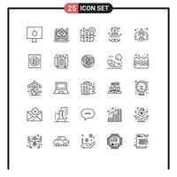 Group of 25 Modern Lines Set for lungs cap progress hat navigate Editable Vector Design Elements