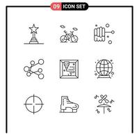 User Interface Pack of 9 Basic Outlines of fitness globe honey global machine Editable Vector Design Elements