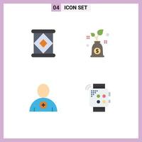 Modern Set of 4 Flat Icons Pictograph of canned smart budget follow touch Editable Vector Design Elements