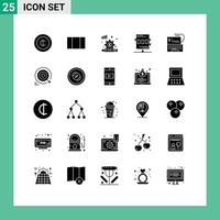 Group of 25 Solid Glyphs Signs and Symbols for digital digital banking finance recreation chronometer Editable Vector Design Elements