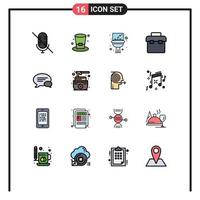 Set of 16 Modern UI Icons Symbols Signs for message chat sink toolbox equipment Editable Creative Vector Design Elements