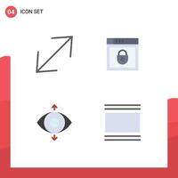 4 Universal Flat Icons Set for Web and Mobile Applications arrow view internet web security flow Editable Vector Design Elements