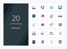 20 Hotel Services Flat Color icon for presentation vector