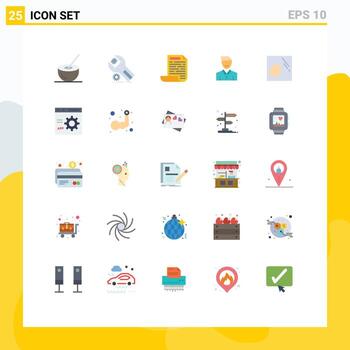 Pictogram Set of 25 Simple Flat Colors of man face maintenance client document Editable Vector Design Elements