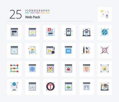 Web Pack 25 Flat Color icon pack including blogger. user. make a website. phone. business vector