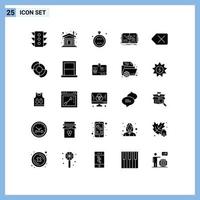 Set of 25 Commercial Solid Glyphs pack for view book home knowledge ring Editable Vector Design Elements