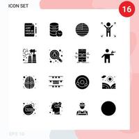 Set of 16 Modern UI Icons Symbols Signs for pollution factory american opportunity business Editable Vector Design Elements