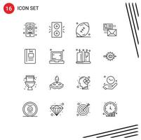 Pictogram Set of 16 Simple Outlines of list e american football conversation rugby Editable Vector Design Elements