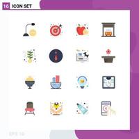 Group of 16 Modern Flat Colors Set for startup growth apple transport car Editable Pack of Creative Vector Design Elements