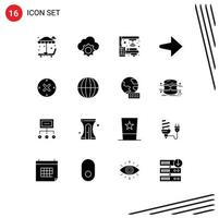 Group of 16 Modern Solid Glyphs Set for cancel cross machine close arrow Editable Vector Design Elements