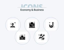 paquete de iconos de glifos de economía y negocios 5 diseño de iconos. Finanzas. seguridad. criterios. seguridad. computadora vector