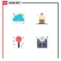 4 User Interface Flat Icon Pack of modern Signs and Symbols of cloud sweet cake confect scale Editable Vector Design Elements