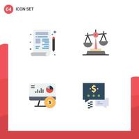 4 Thematic Vector Flat Icons and Editable Symbols of blueprint online drawing law investment Editable Vector Design Elements