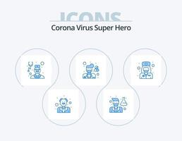 corona virus superhéroe azul icono paquete 5 diseño de iconos. farmacia. hospital. masculino. masculino. médico vector