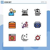 9 Creative Icons Modern Signs and Symbols of clothes shop case school accessories list Editable Vector Design Elements