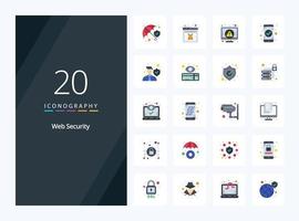 20 Web Security Flat Color icon for presentation vector