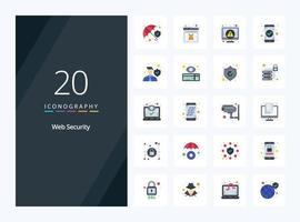 20 icono de color plano de seguridad web para presentación vector