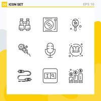 Universal Icon Symbols Group of 9 Modern Outlines of devices tool vinyl power saw Editable Vector Design Elements