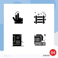 4 Thematic Vector Solid Glyphs and Editable Symbols of double bucket touch explosive design Editable Vector Design Elements