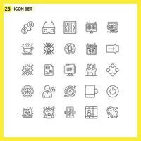 Set of 25 Vector Lines on Grid for chart settings frame gear coding Editable Vector Design Elements