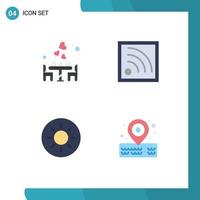 4 User Interface Flat Icon Pack of modern Signs and Symbols of couple sun food signal water Editable Vector Design Elements